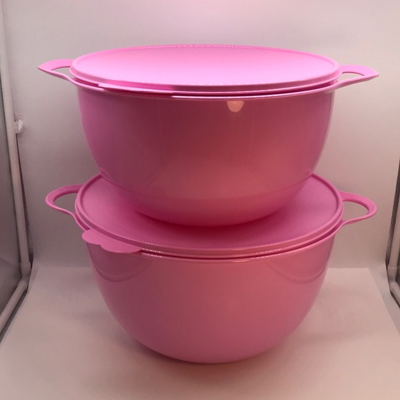 2 Tupperware Thatsa Keeper Taker Mixing Bowl W Lids 12 Cup 2677-B